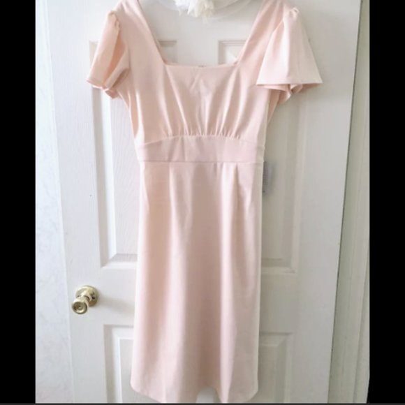 Brand New By Anthropologie Flutter-Sleeve Satin Sheath Dress - Picture 10 of 10